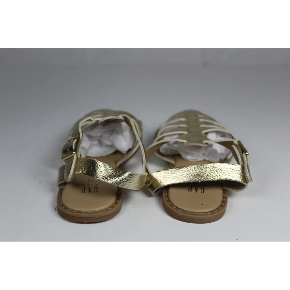 Gap Kids Girls Gold Metallic Gladiator Sandals Strappy Buckle Flat Shoes Size 13